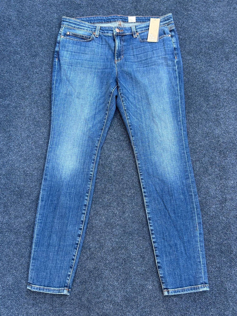 Eileen Fisher NWT Medium Wash Organic Cotton Spandex Skinny Jeans in Blue Sz 14